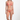 Woman wearing a coral bikini on a white background
