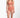 Woman wearing a peach-colored bikini set on a white background