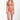 Woman wearing a peach-colored bikini set on a white background