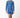 Child wearing a blue patterned swimsuit on a white background