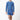 Child wearing a blue patterned swimsuit on a white background