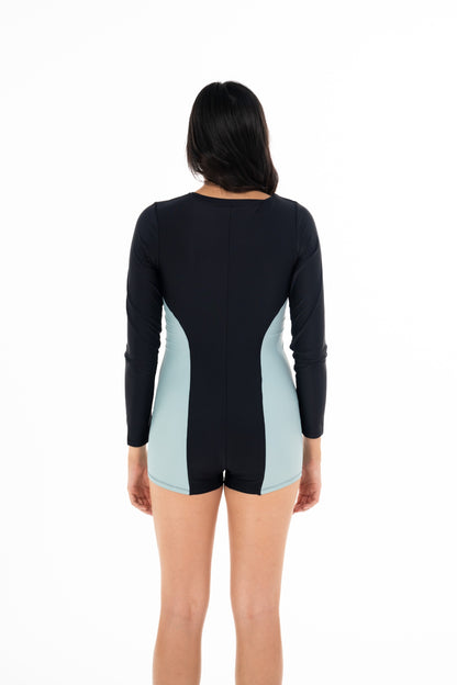 White Water Long Sleeve One Piece Swimsuit