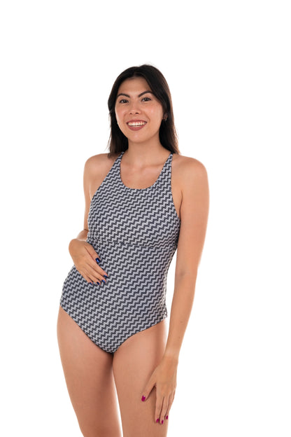 Costa Brava High Neck Sculpting One Piece Swimsuit - Reversible