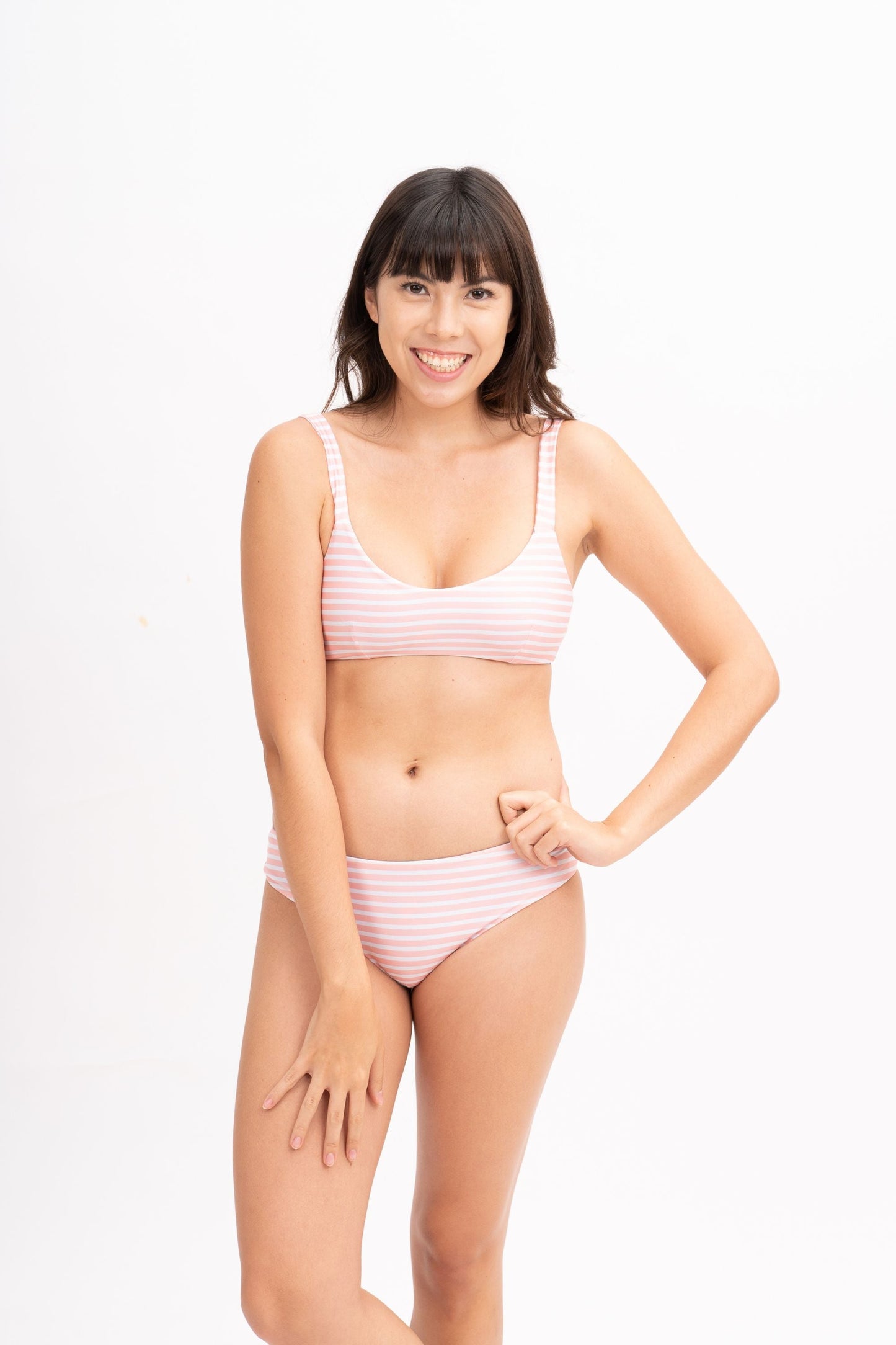 Rawa Scoop Bikini Top - Reversible - Flamingo / Pink Stripe