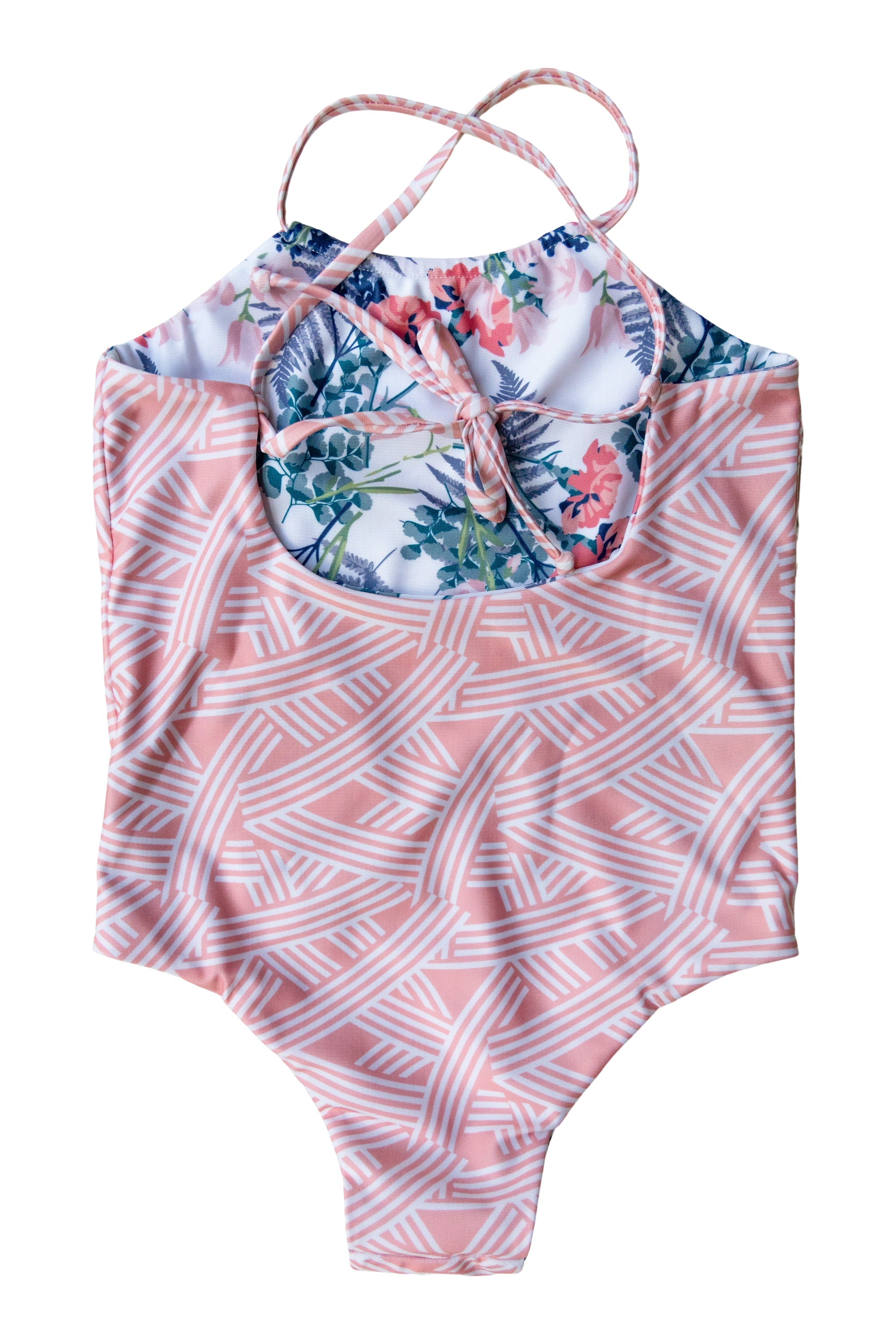 Samui Girls' Swimsuit - Reversible - Garden / Seafoam Rose