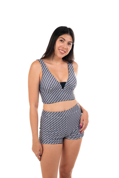 Sipadan Sculpting Crop Swim and Sports Top - Reversible