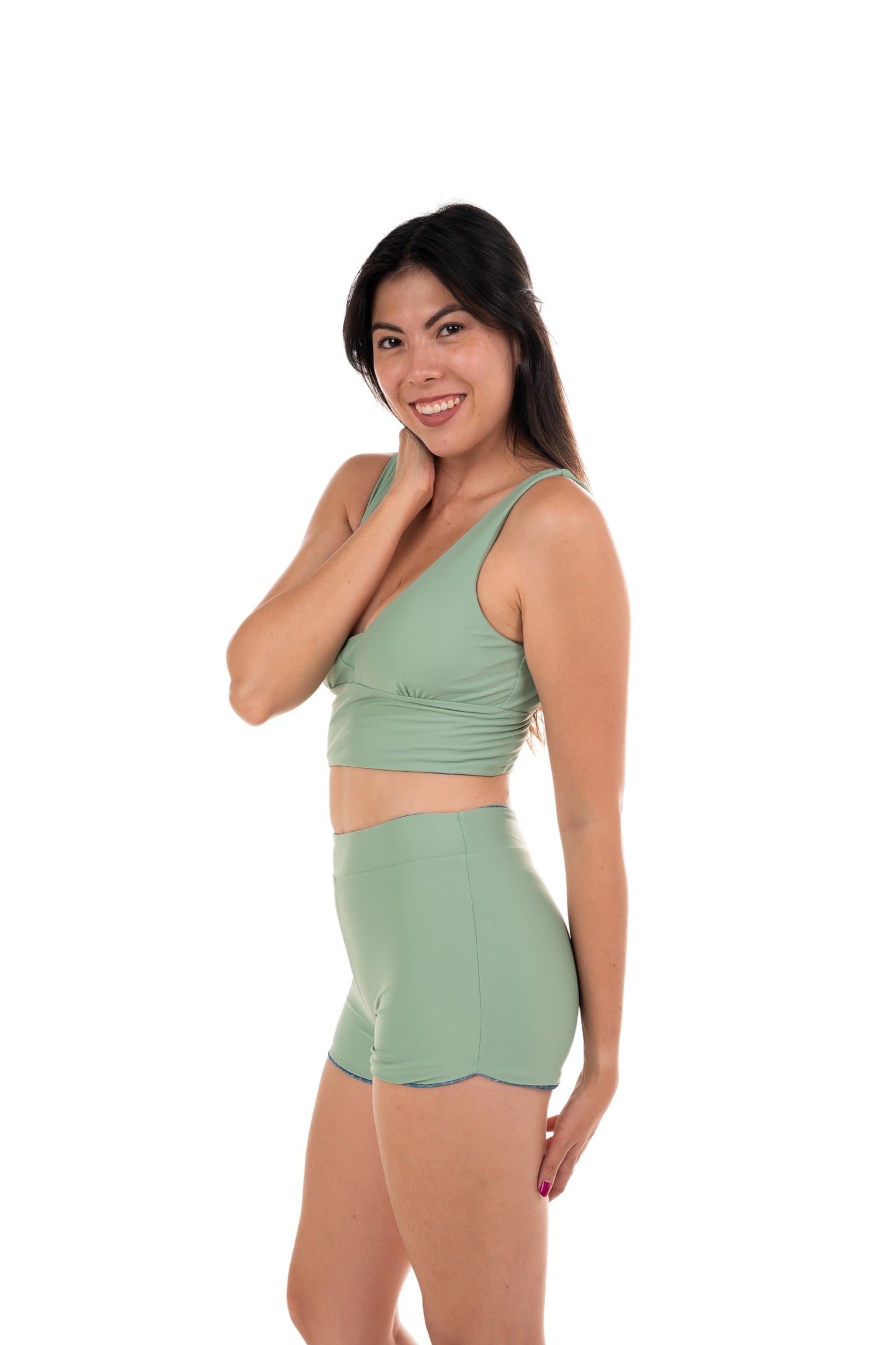 Sipadan Sculpting Crop Swim and Sports Top - Reversible